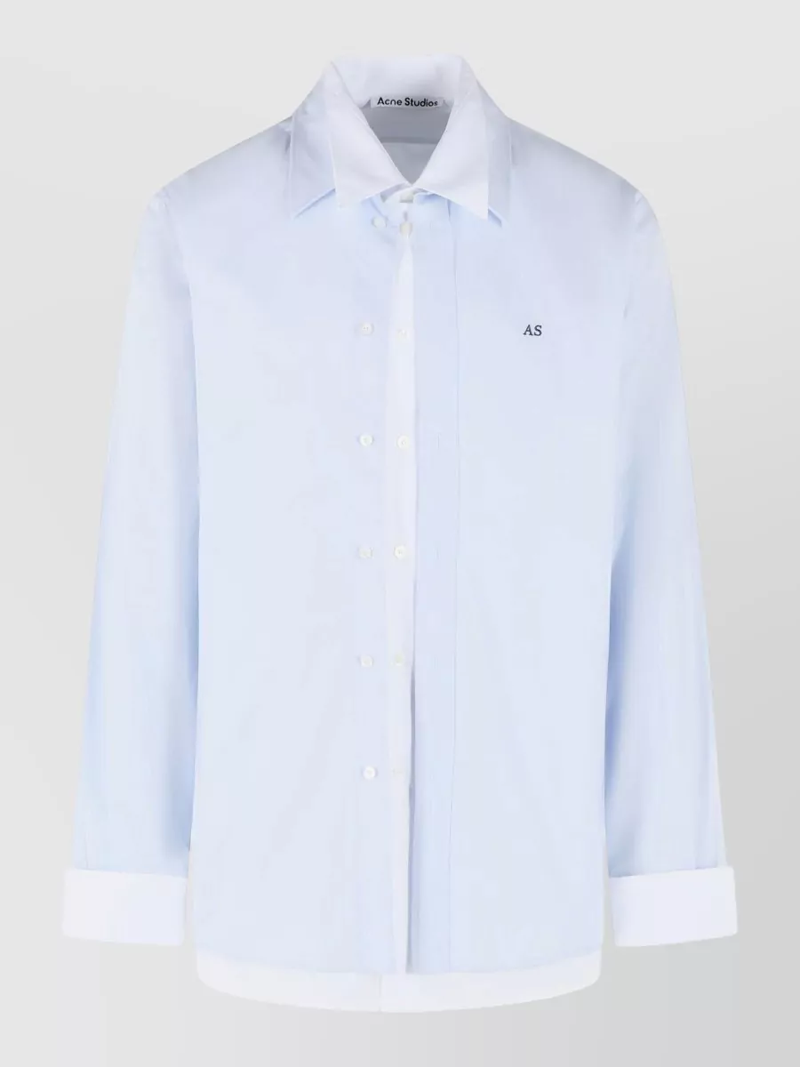 Acne Studios Cotton Shirt Tailored Collar Detailed Cuffs In Blue