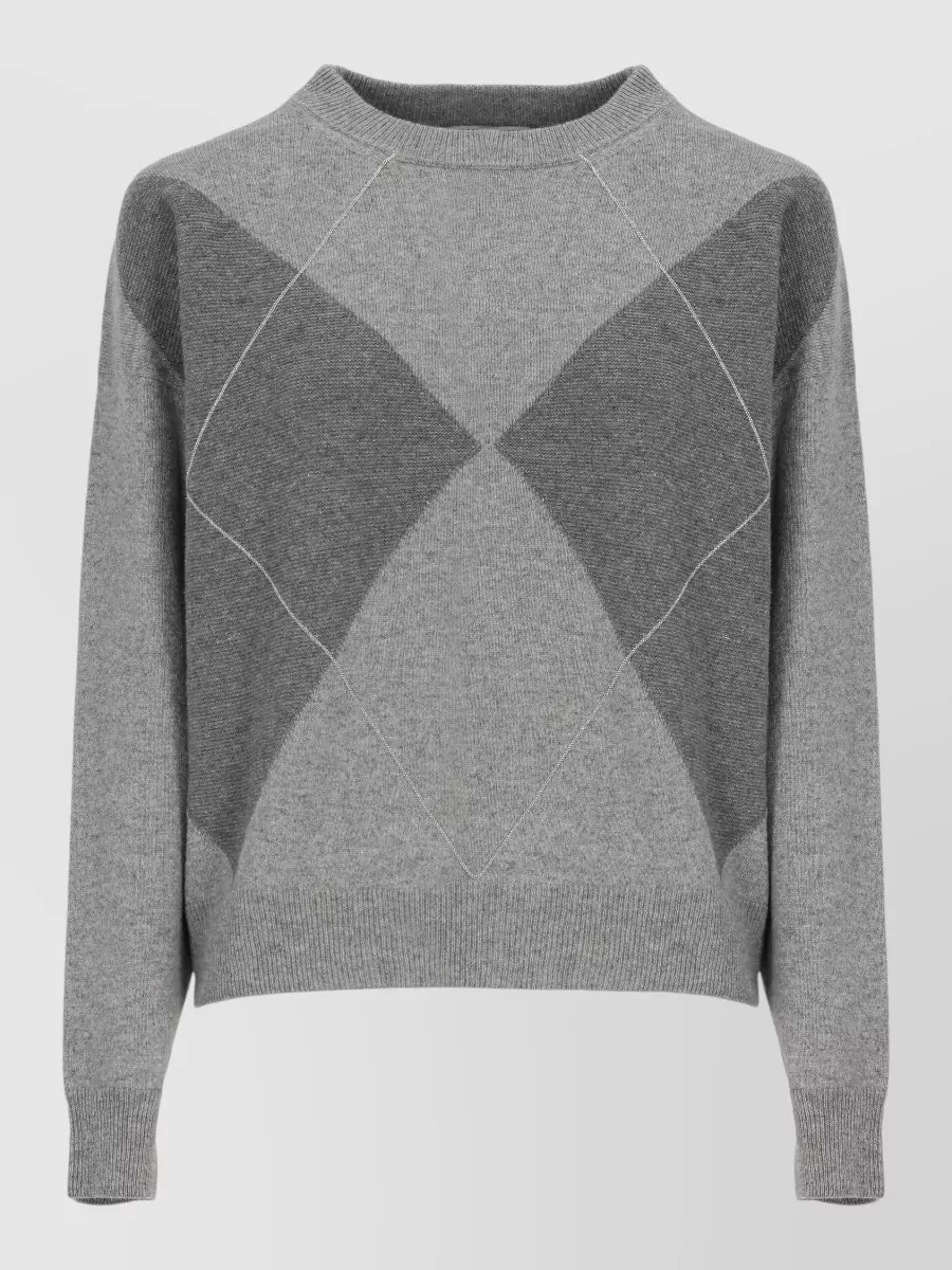 Peserico wool silk cashmere diamond-knit embellished sweatshirt