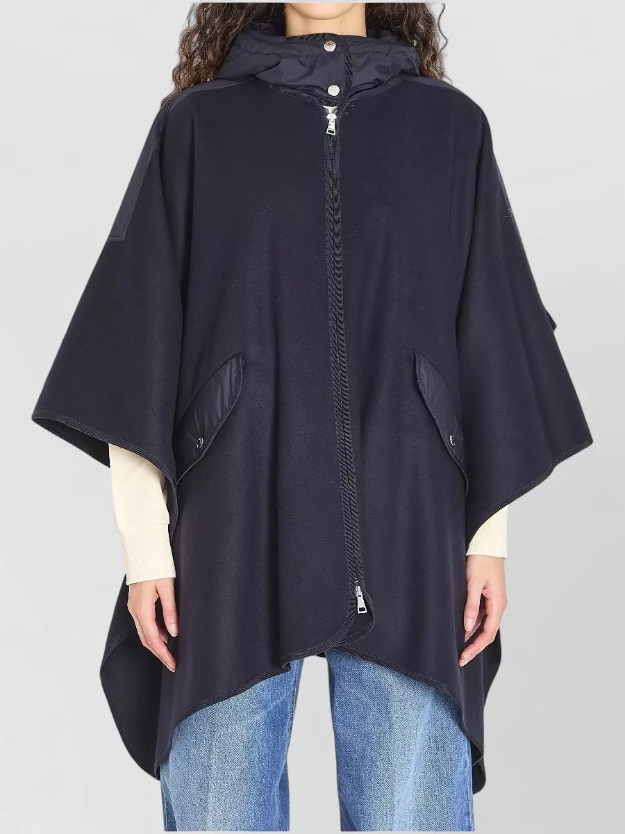Moncler Wool Nylon Cape Hood And Pockets