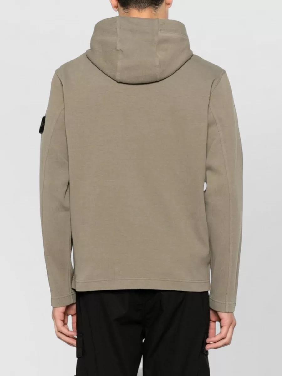 Stone Island Ribbed Zip-Up Hooded Jacket