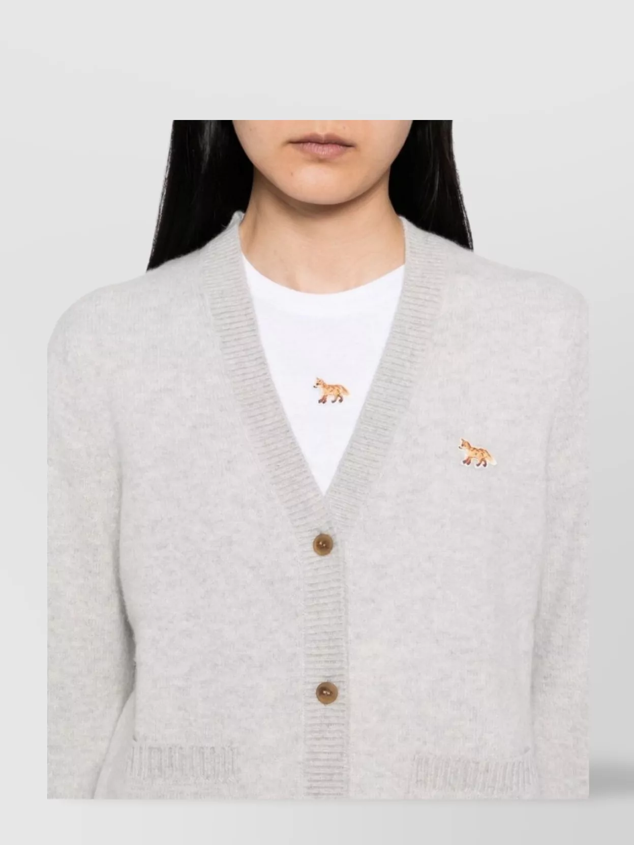 Maison Kitsuné Fox Wool Cardigan Featuring Pockets