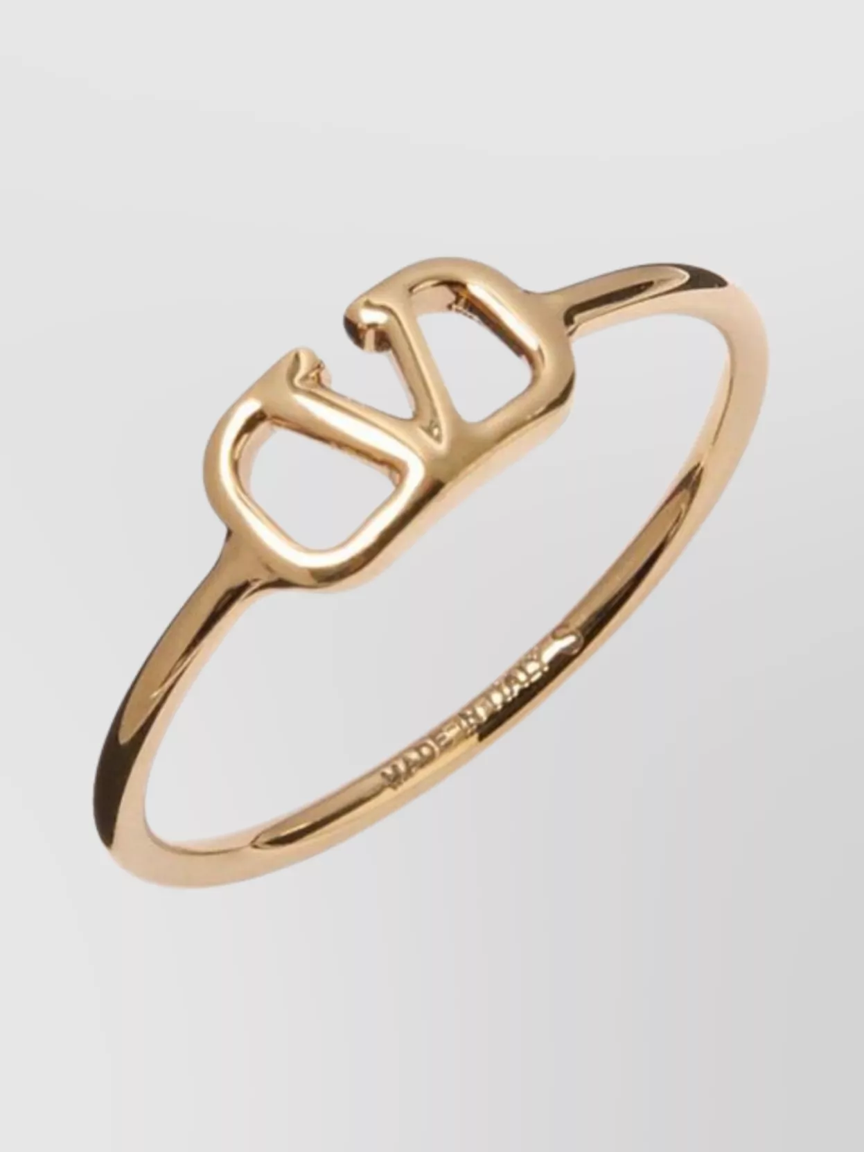 Valentino Garavani Logo Slim Band Metal Ring