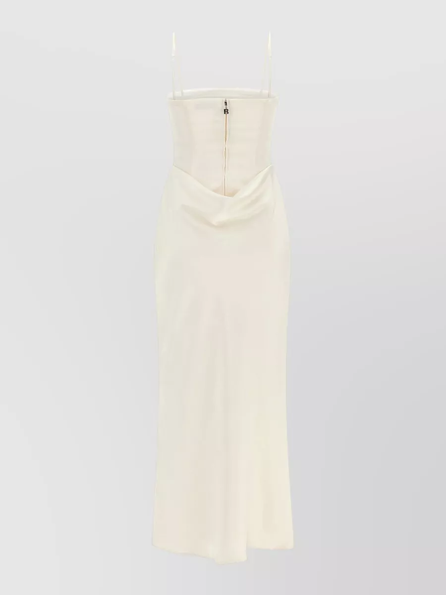 Rotate Birger Christensen Satin Off-Shoulder Draped Midi Dress