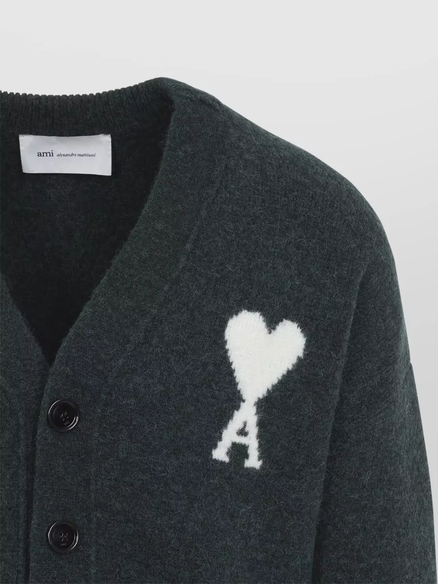 Ami Paris Alpaca Blend V Neck Cardigan