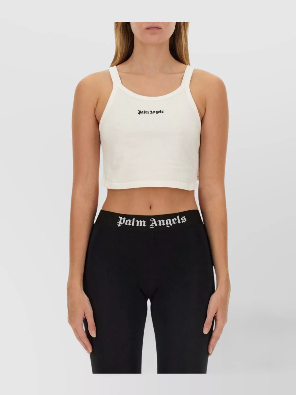 Palm Angels Ribbed Sleeveless Cropped Tank Top