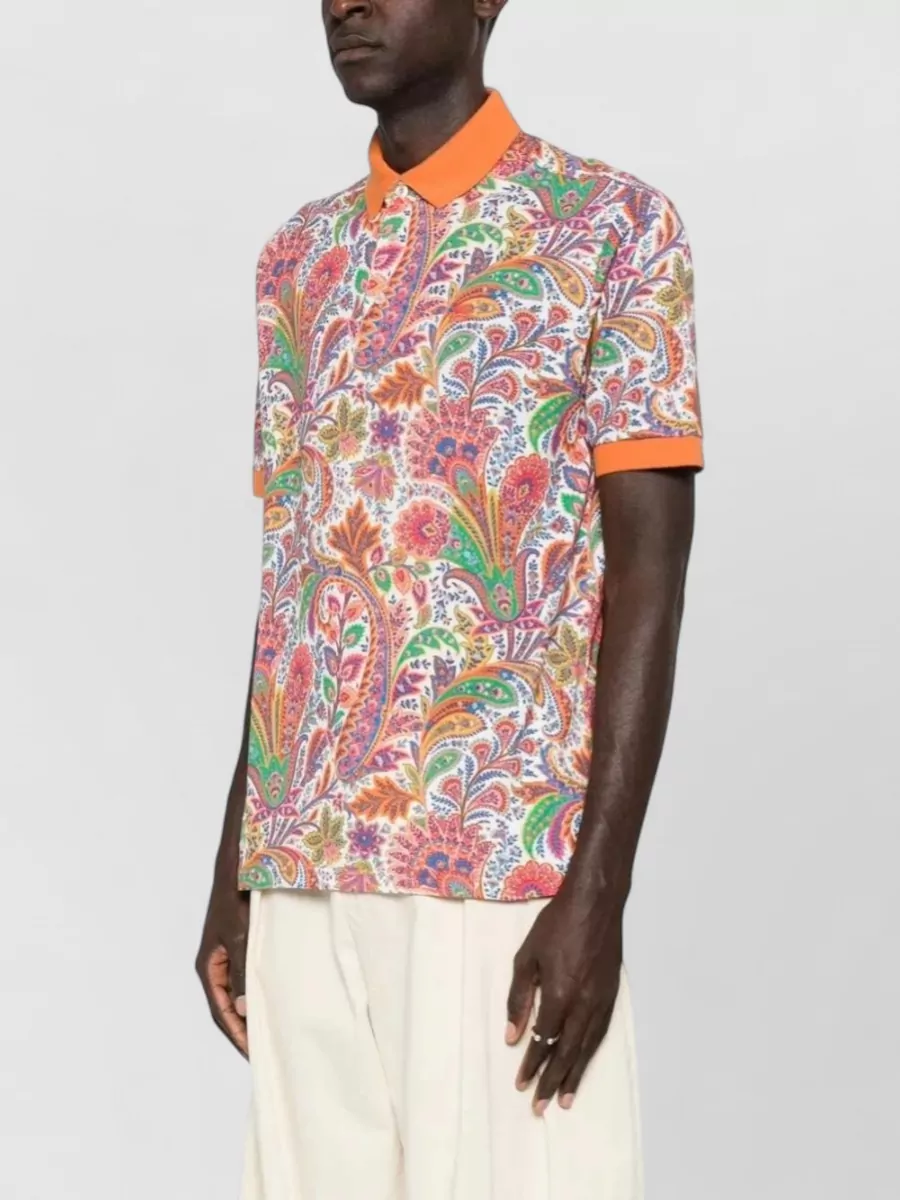 Etro Paisley Print Short-Sleeve Polo Shirt