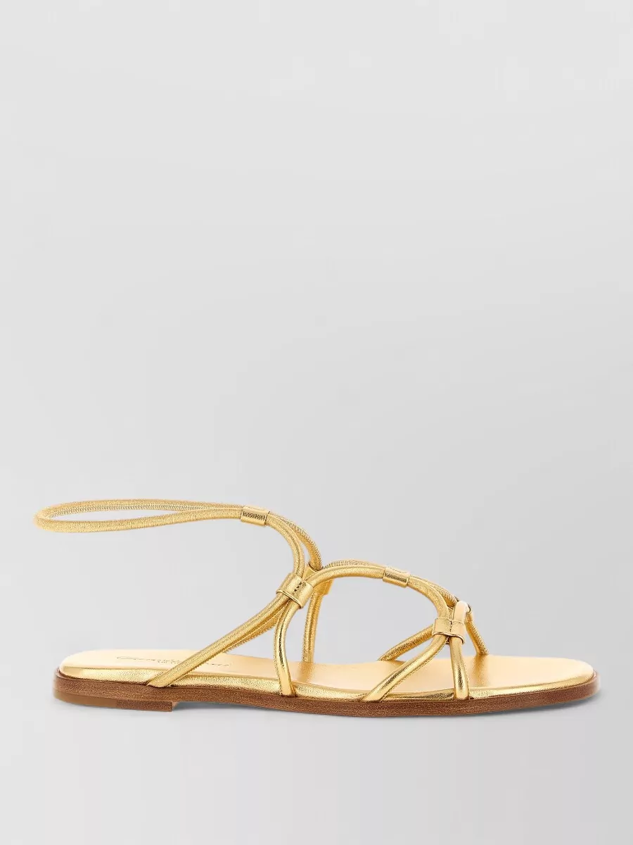 Gianvito Rossi G32574 Sandals Flat Sole Metallic Straps