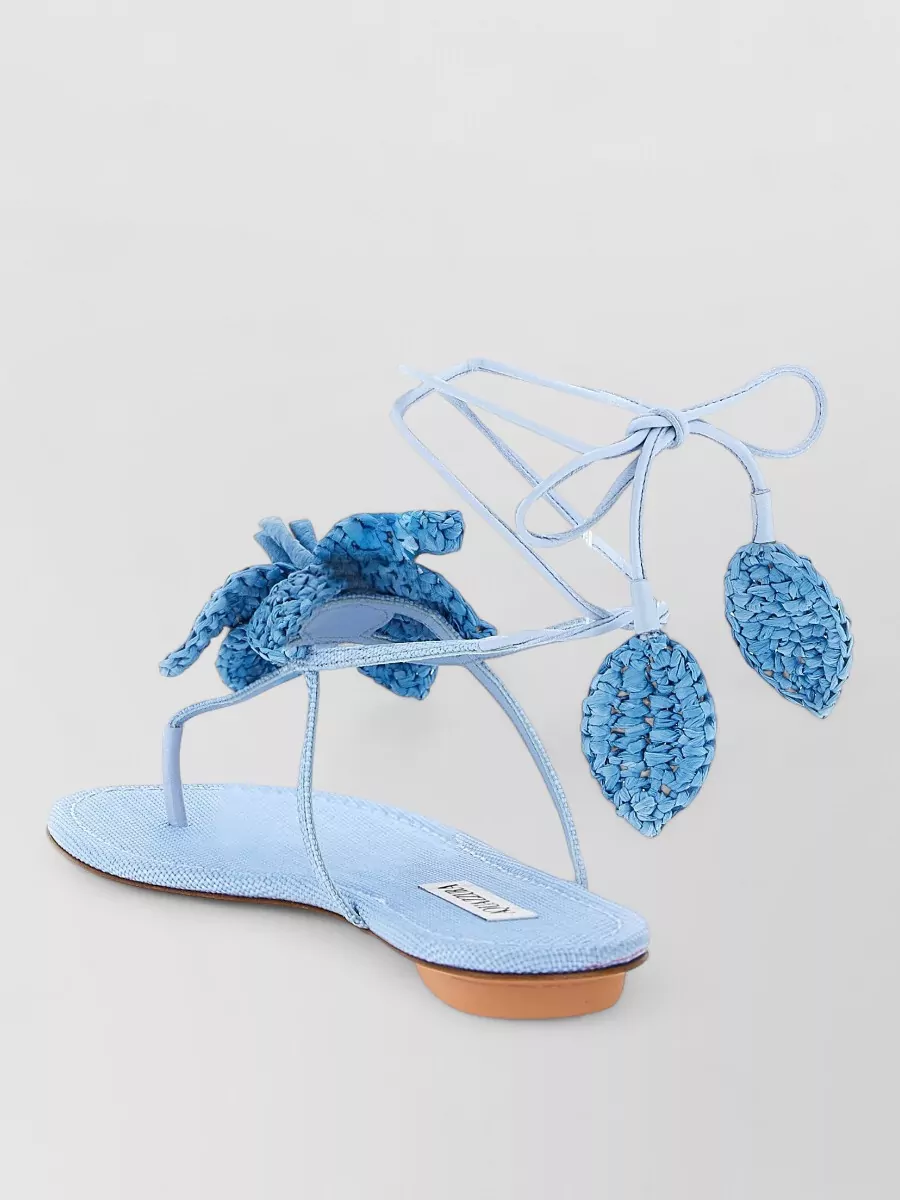 Aquazzura Raffia-Trim Woven Sandals