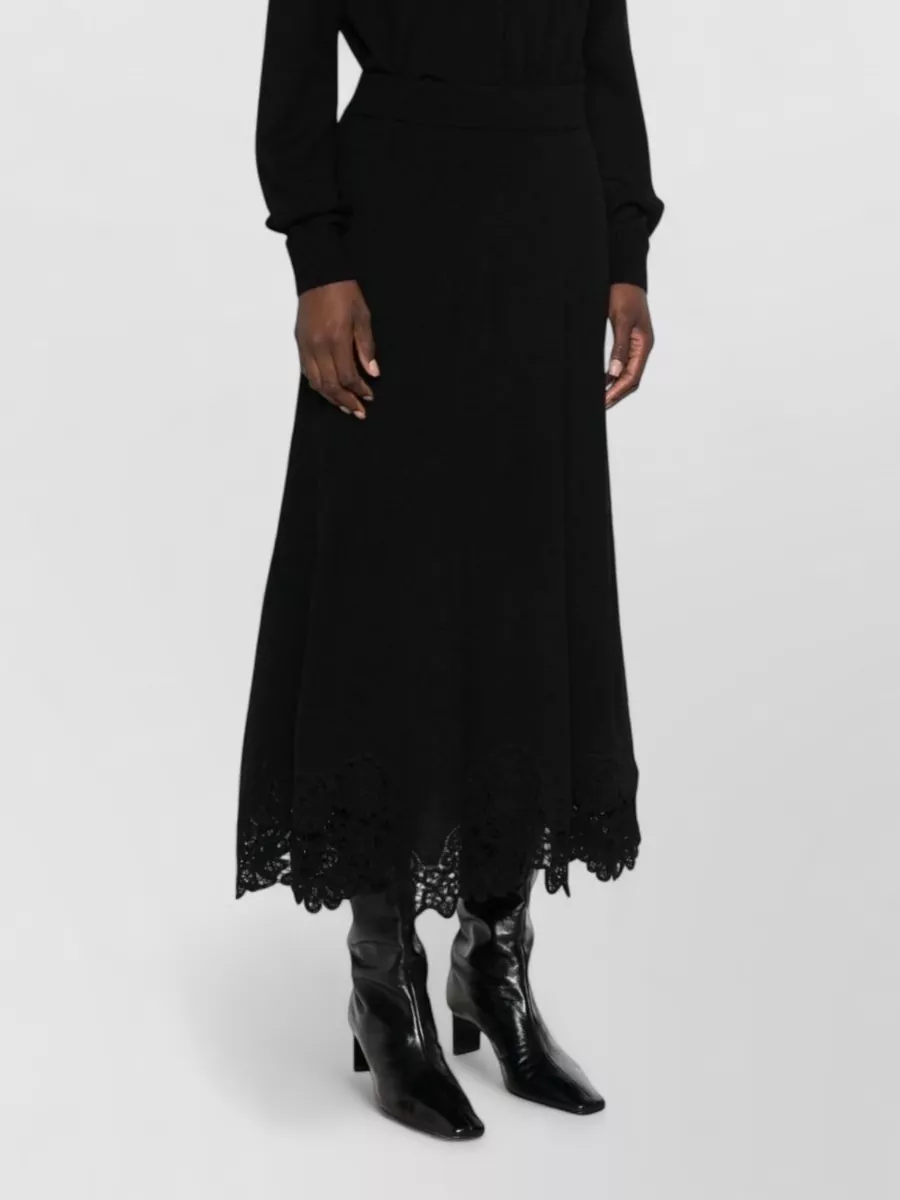 Zimmermann Wool Guipure Lace Trim Asymmetric Midi Dress