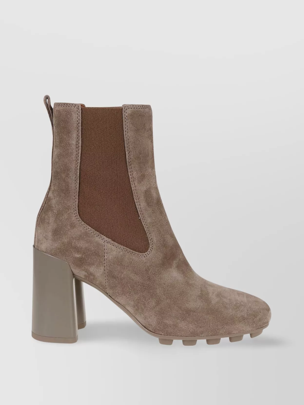 Hogan Suede Block Heel Ankle Boots With Elastic Panels
