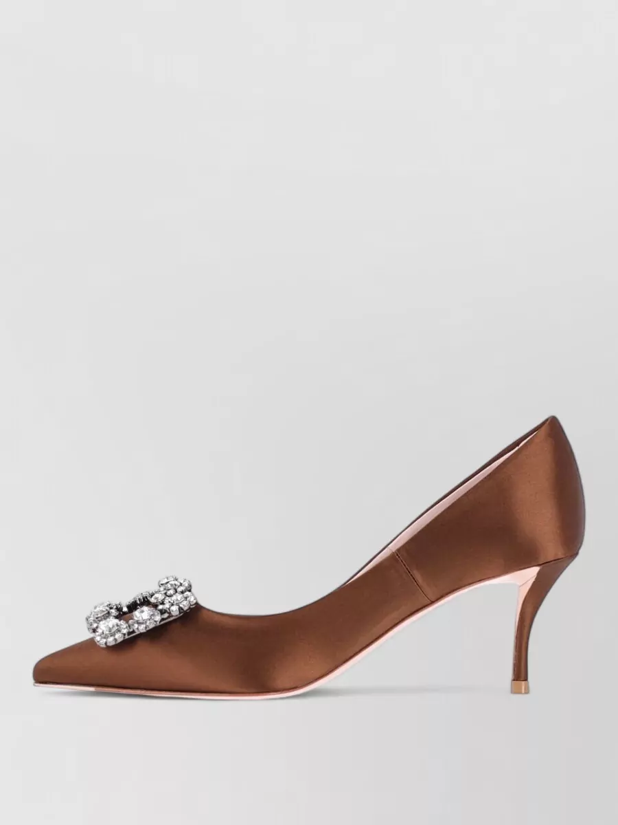 Roger Vivier Satin Crystal Embellished Pumps