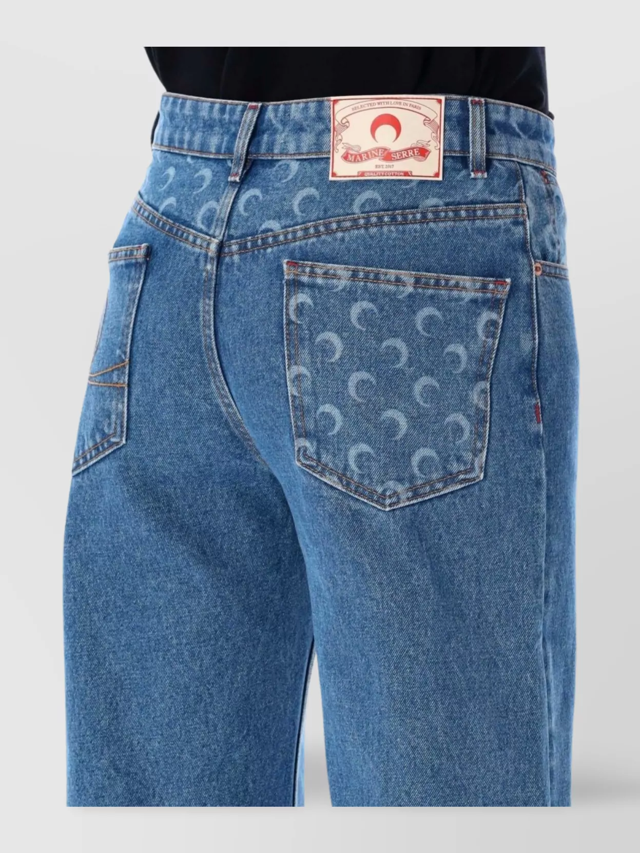 Marine Serre High Waist Loose Fit Denim Trousers