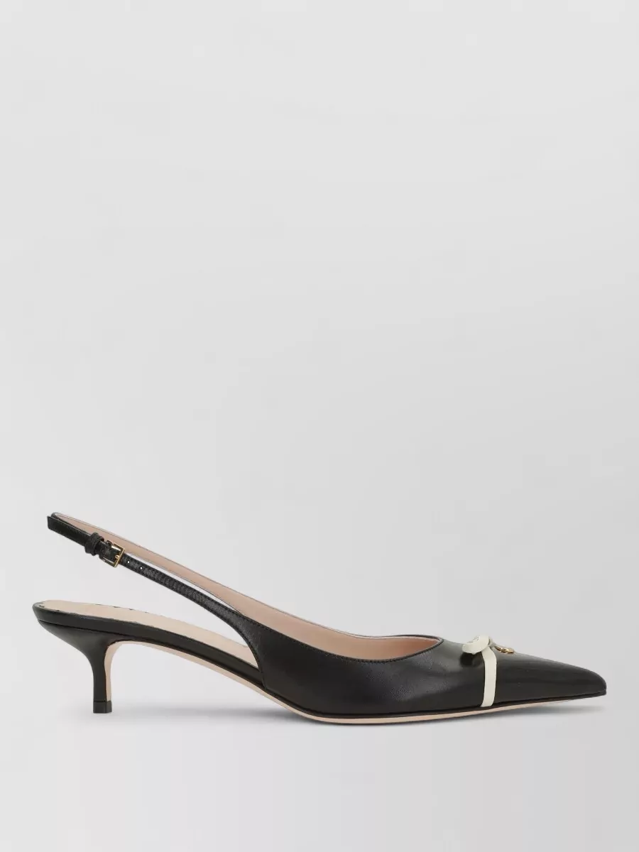 Valentino Pointed Toe Slingback Pumps Kitten Heel Bow