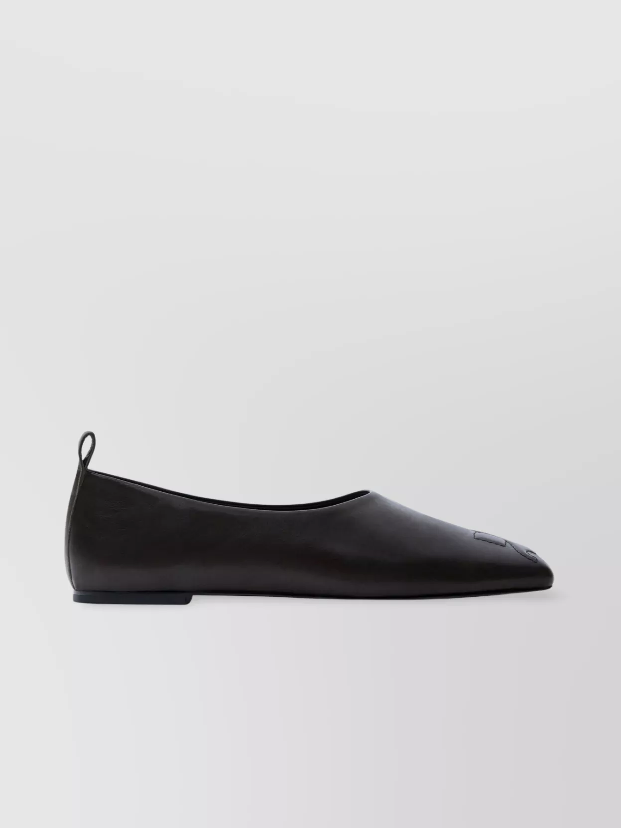 Courrèges Square Toe Calf Leather Ballerina Shoes