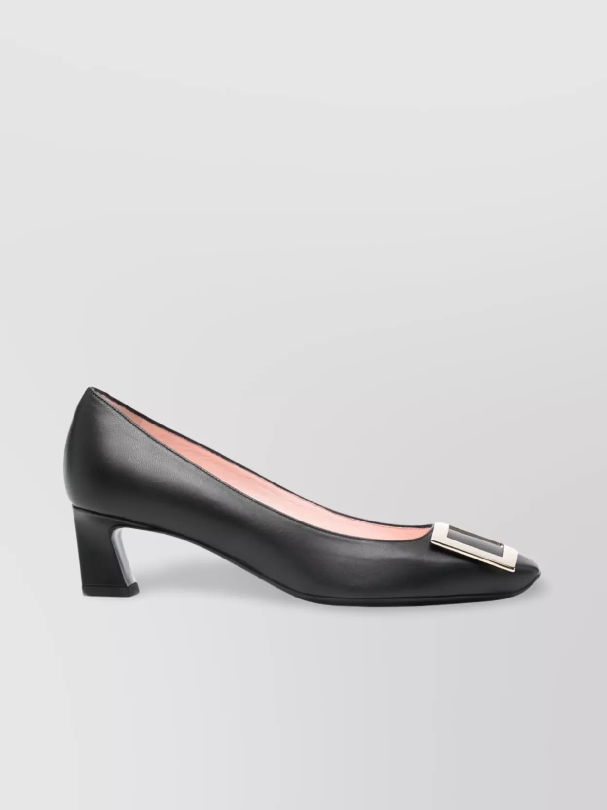 Roger Vivier Square Toe Leather Pumps With Logo Buckle