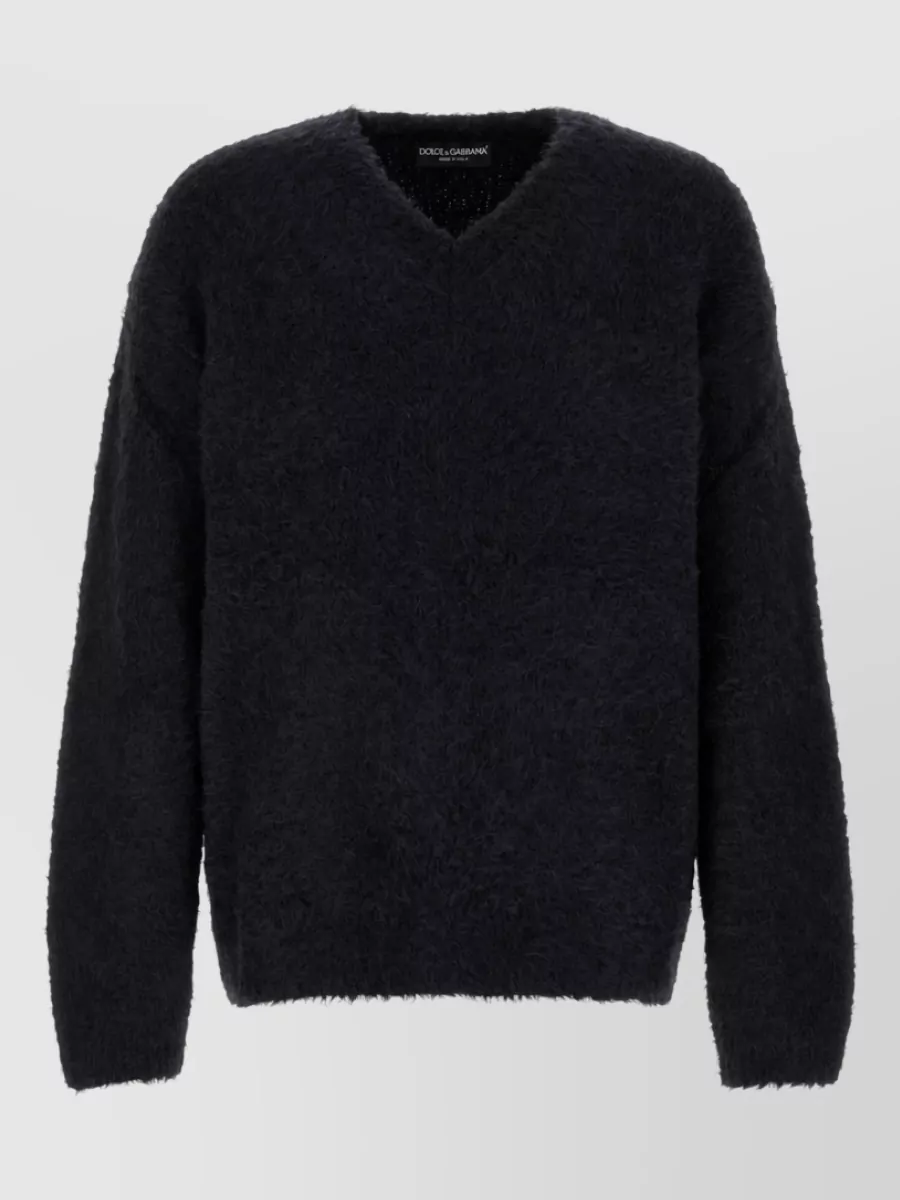 Dolce&Gabbana Alpaca blend oversized v-neck long-sleeve jumper