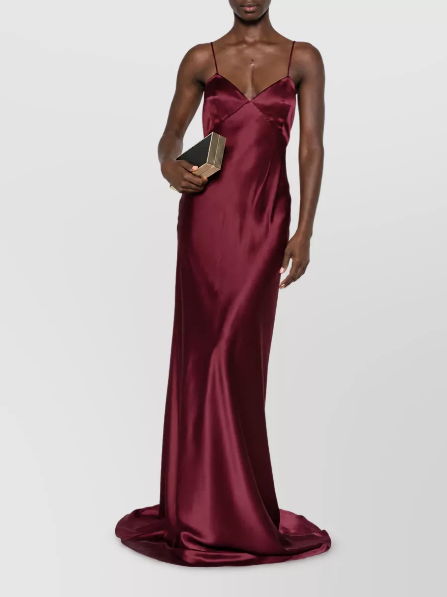 Max Mara Silk Satin Sleeveless V-Neck Maxi Dress