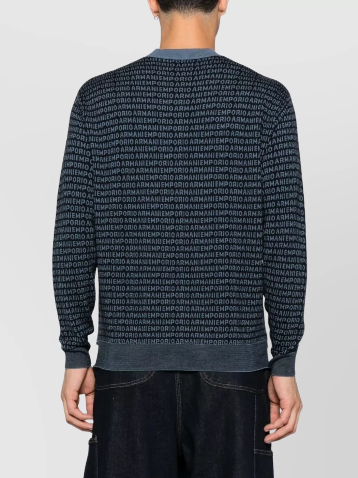 Emporio Armani Ribbed Crewneck Wool Jumper Cuffs Hem