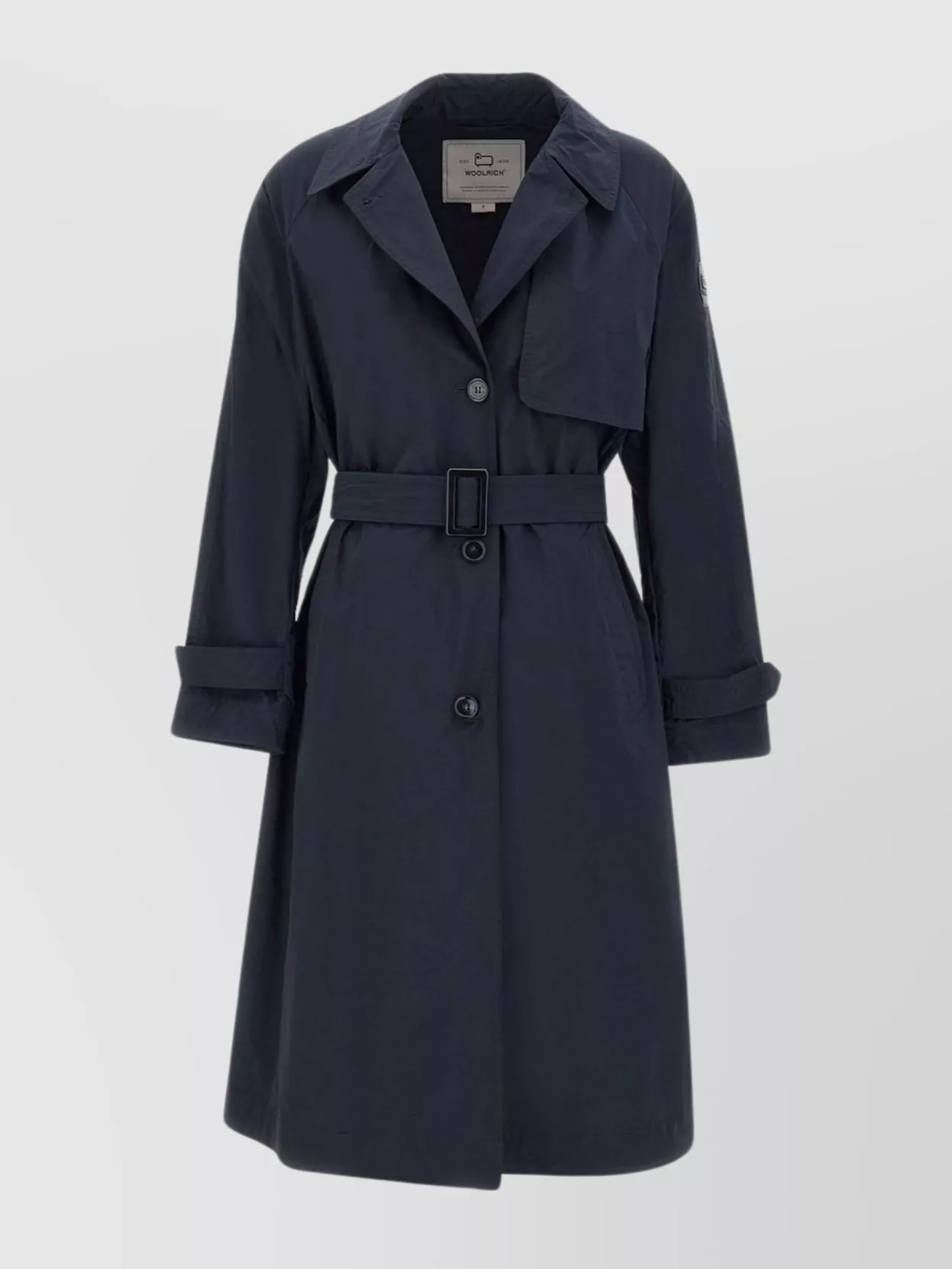 Shop Woolrich Trench Coat With Belt And Side Slits
