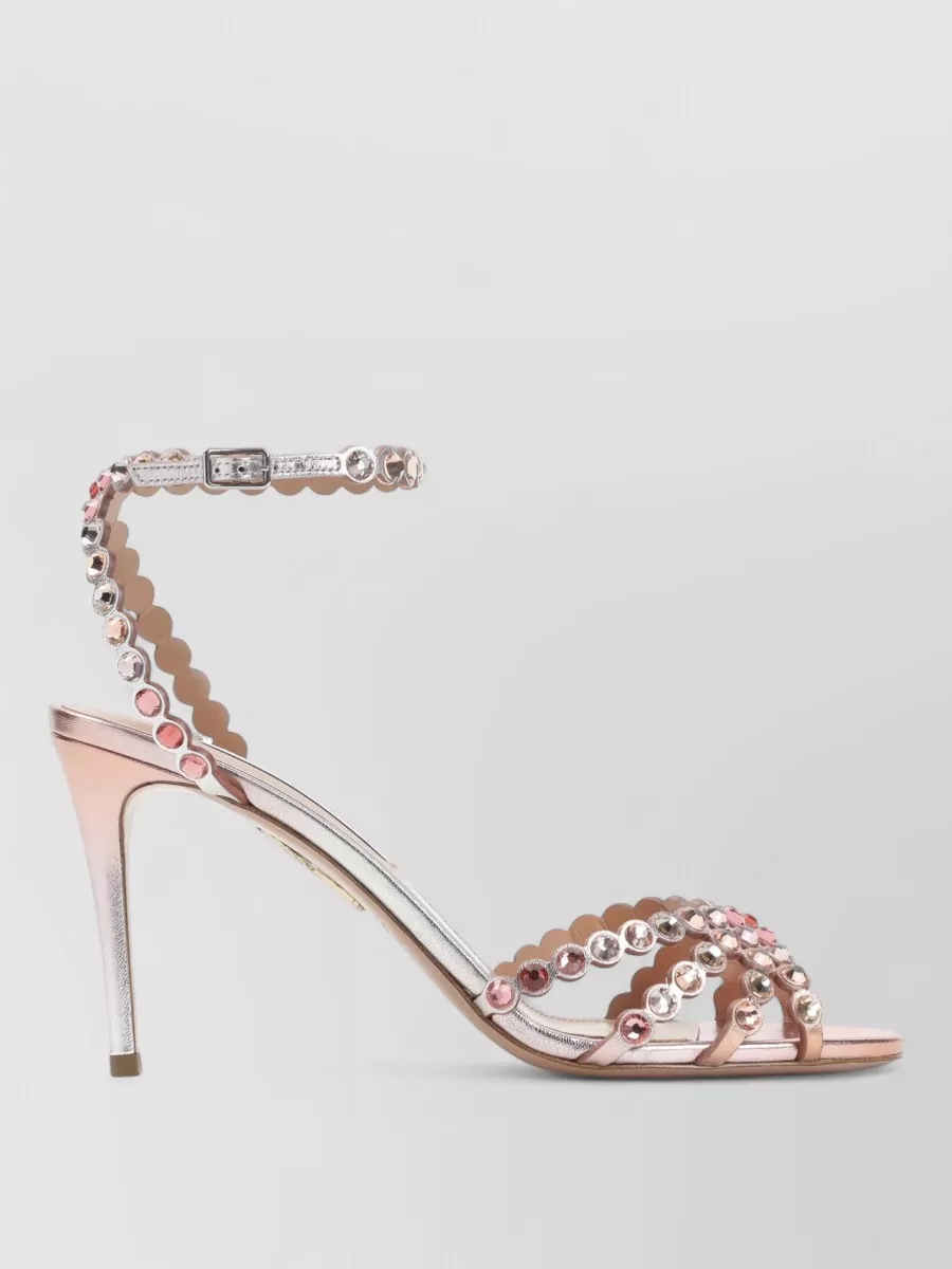 Aquazzura Leather Crystal-Embellished Sandals