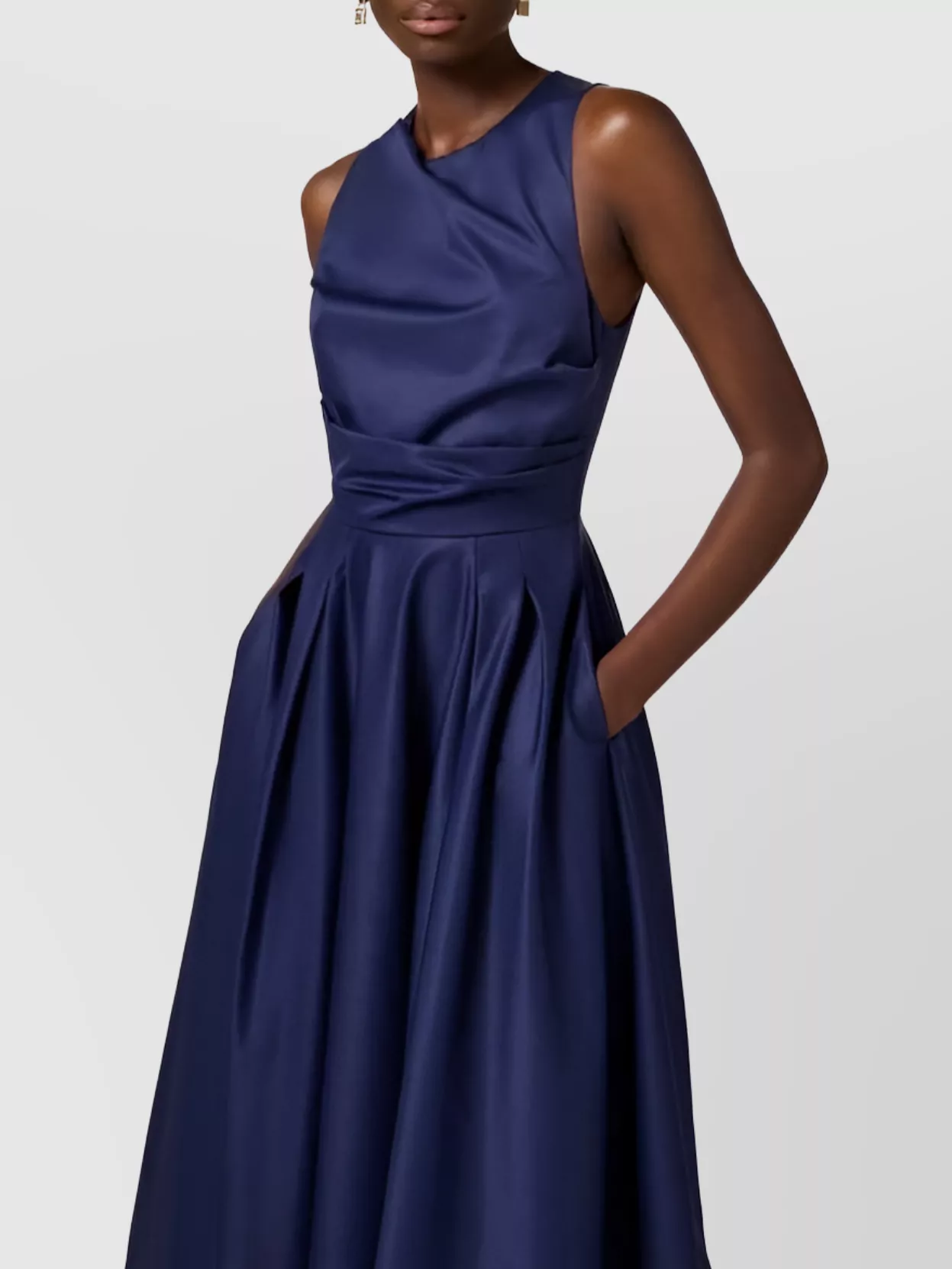 Elisabetta Franchi Waist Fitted Midi Pleated Round Sleeveless