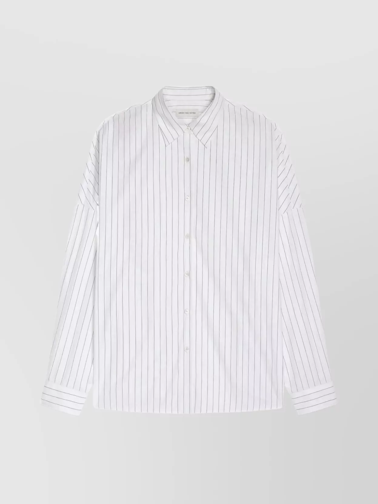 Dries Van Noten Striped Collared Oversized Shirt In White