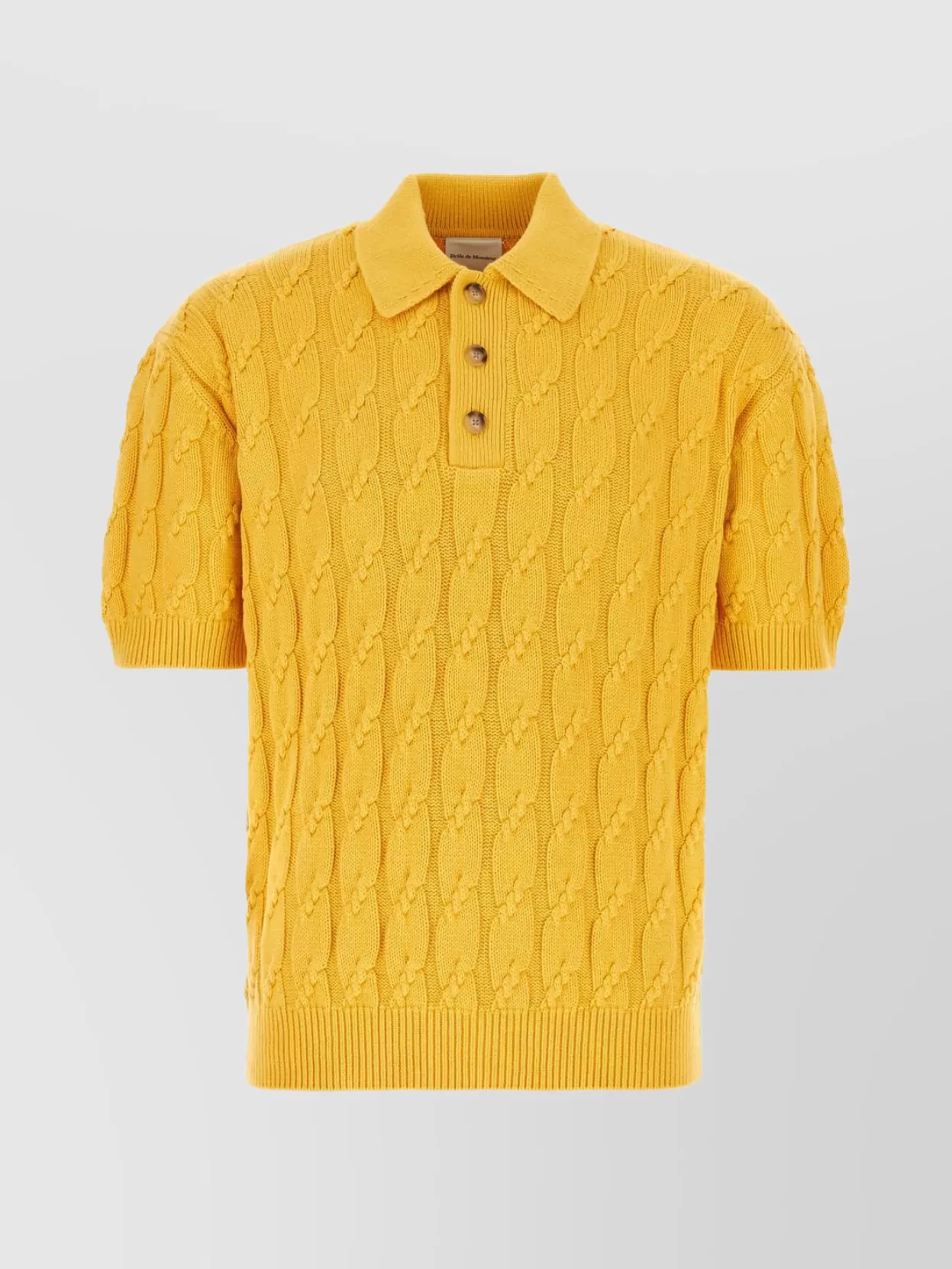 Shop Drôle De Monsieur Cable Knit Polo Shirt