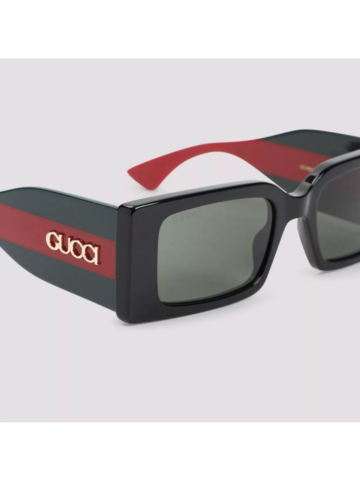 Gucci Rectangular Frame Sunglasses Exaggerated Temples