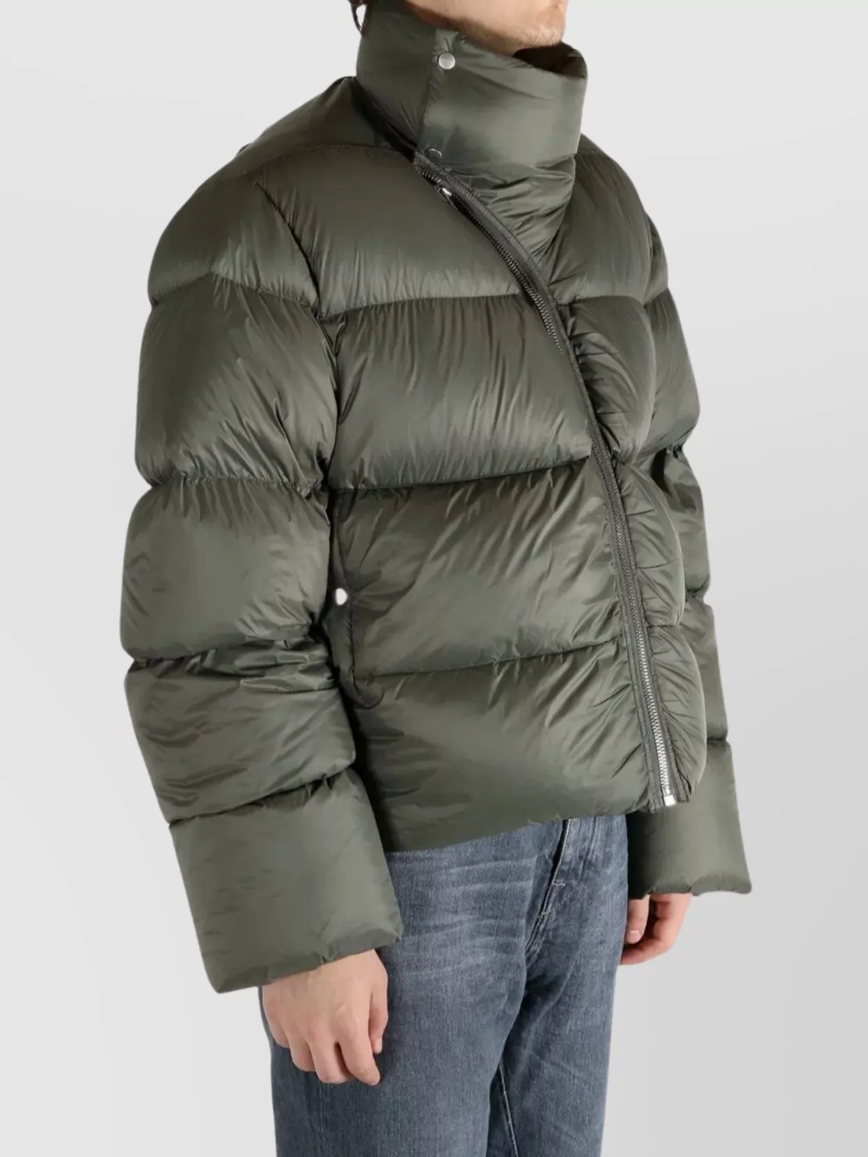 Rick Owens Asymmetrical Zip Down Jacket Turtle Design