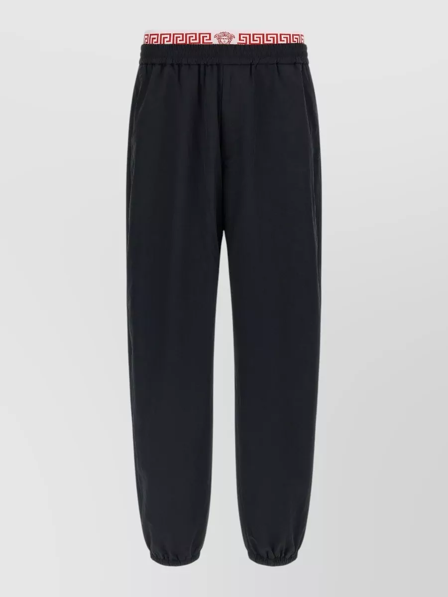Versace Greca Pattern Beach Joggers Lightweight In Black