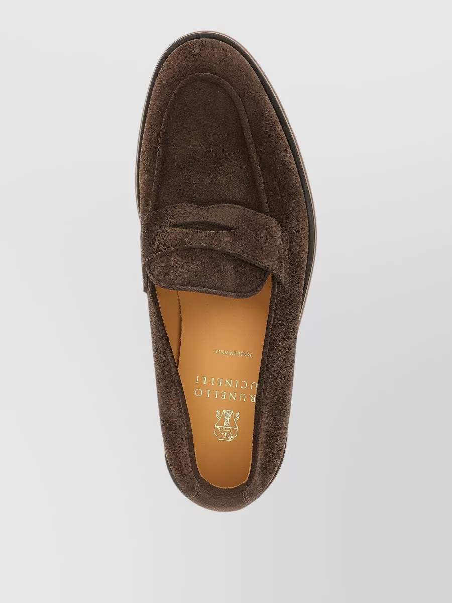 Brunello Cucinelli Suede Leather Penny Loafers