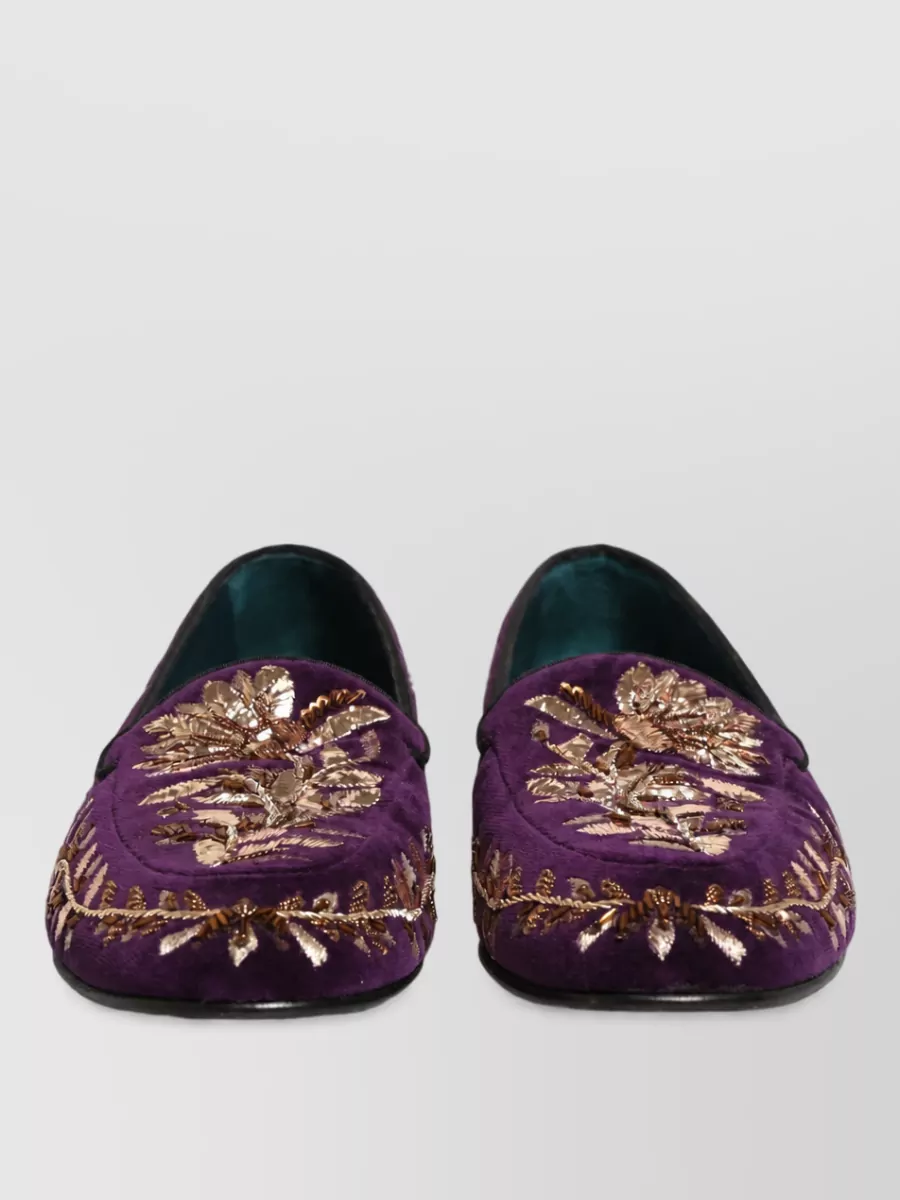 Dolce&Gabbana leather floral-embroidered loafers