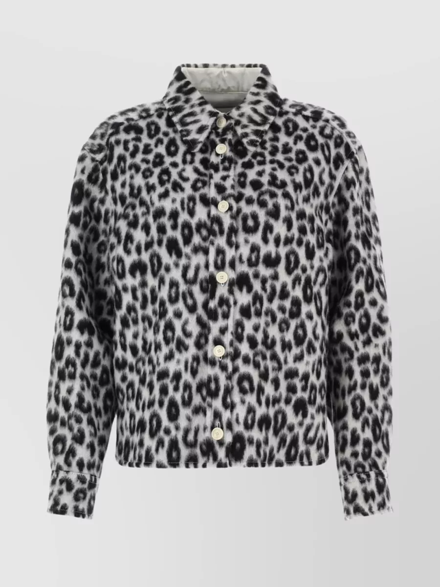 Shop Isabel Marant Woolen Olanao Jacket With Printed Animal Motif In Black