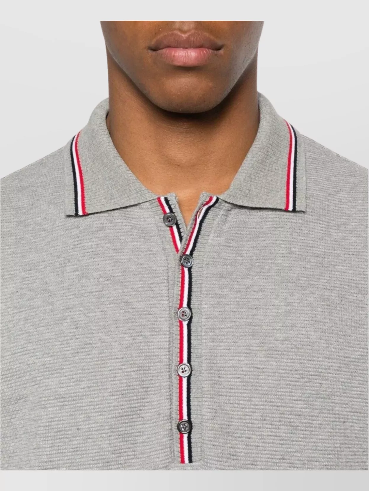 Thom Browne Polo Shirt Cotton Ribbed Collar