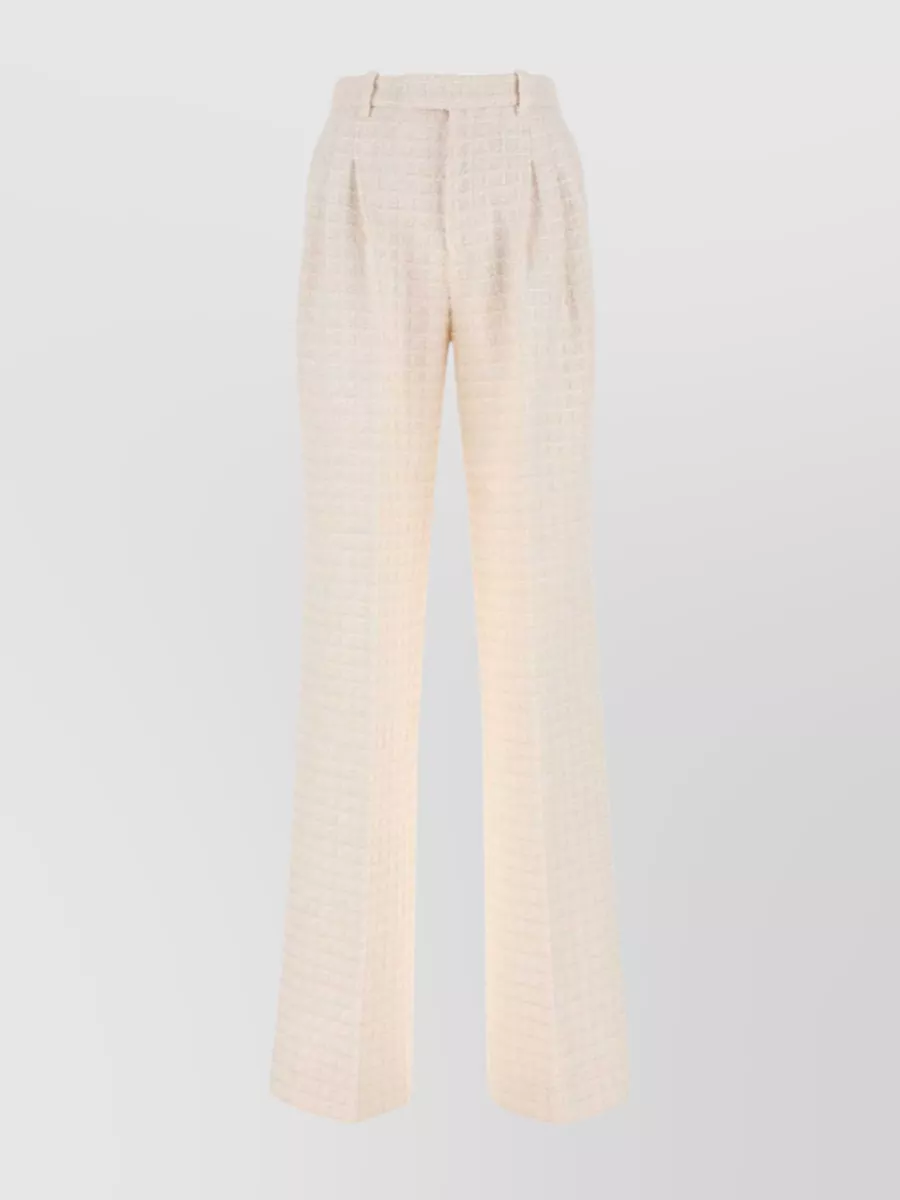 Shop Gucci Cotton Blend Wide-leg Trousers In Cream
