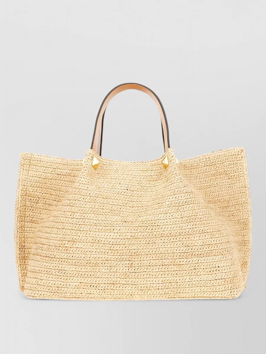 Valentino Garavani Vlogo Signature Raffia Tote Bag