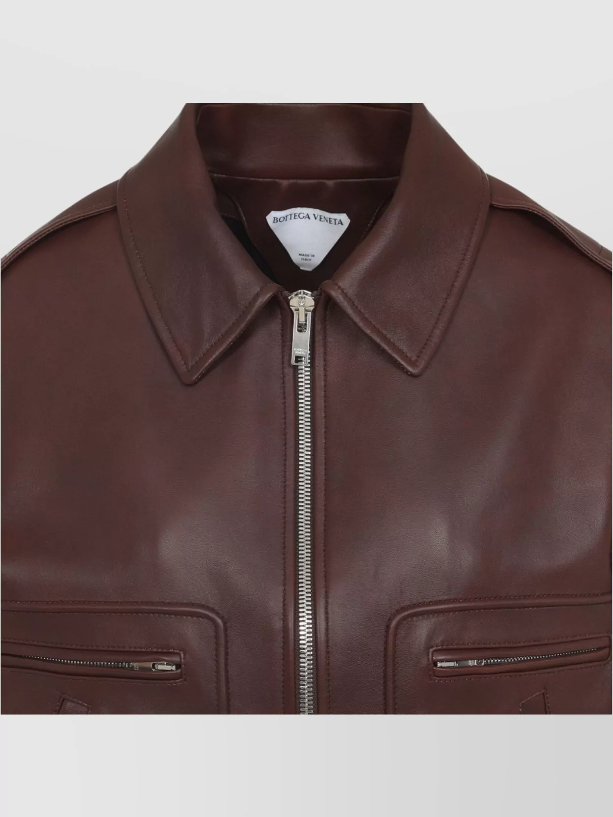 Bottega Veneta Brown Shearling Coat With Removable Fur Collar And Front Zip Closure In Leather Woman In Burgundy
