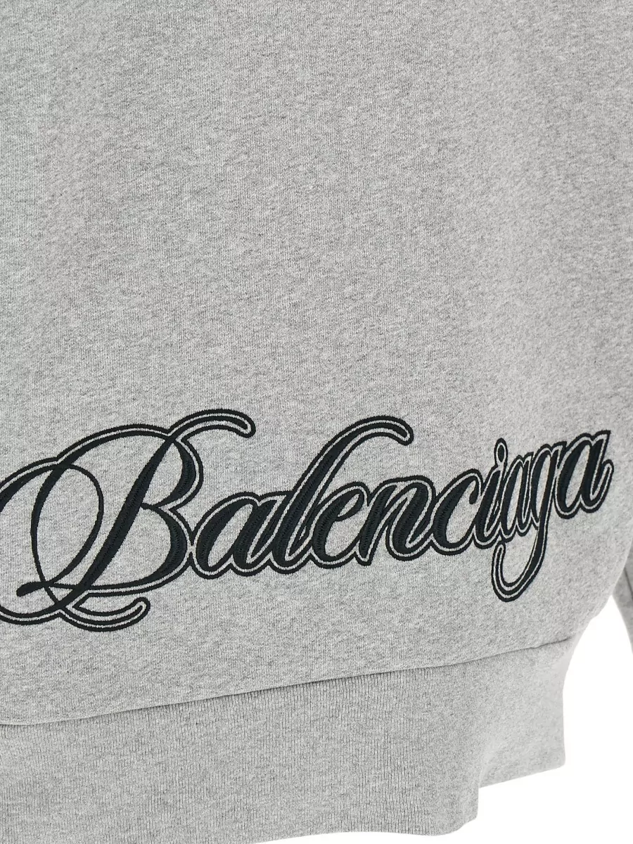 Balenciaga Script Logo Hoodie Drawstring Hood Kangaroo Pocket