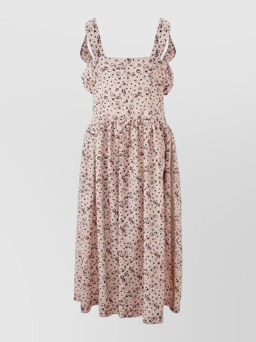 Lardini Leopard-Print Sleeveless V-Neck Midi Dress