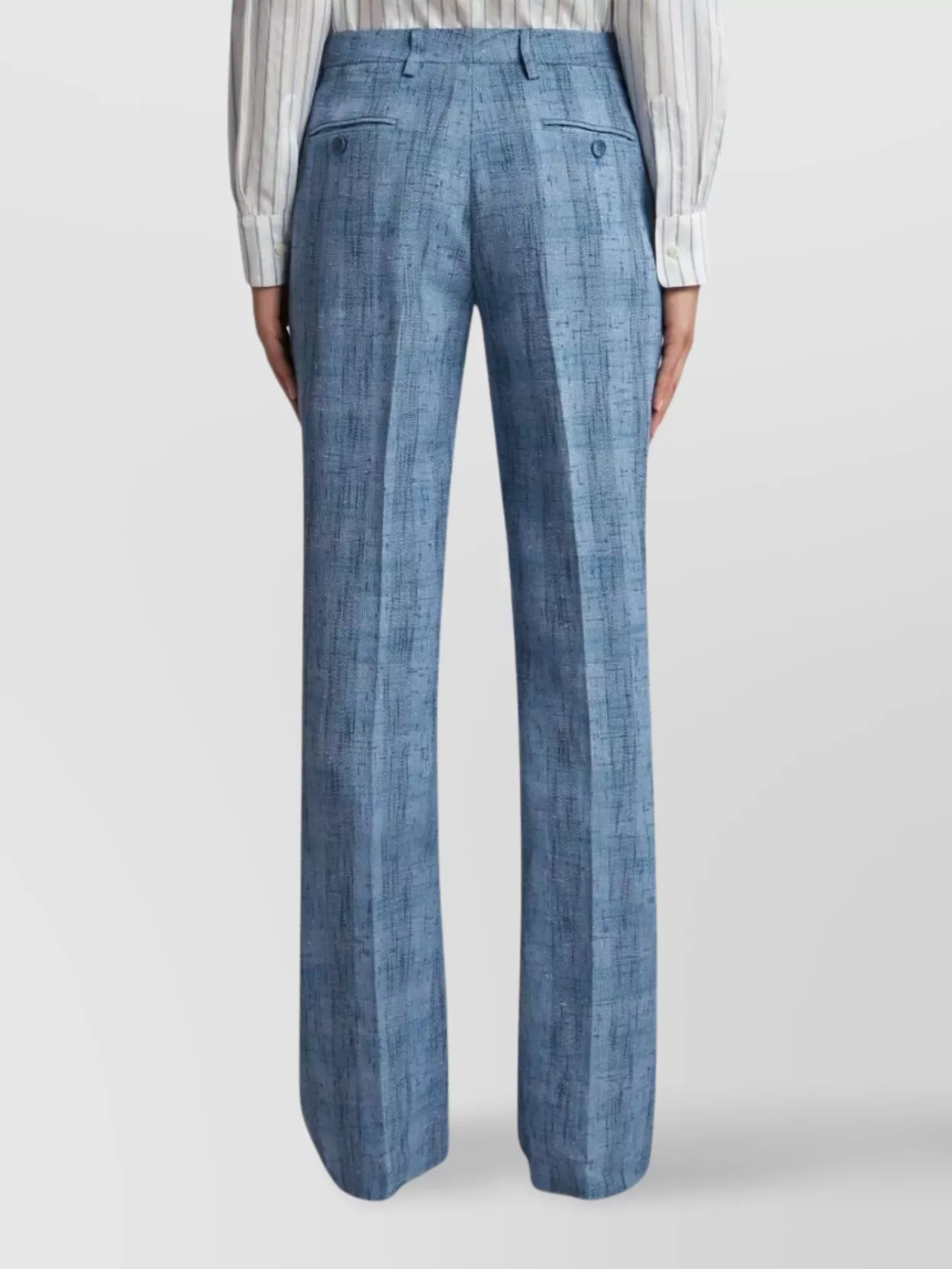 Etro Slubbed Check Motif Linen-Blend Trousers