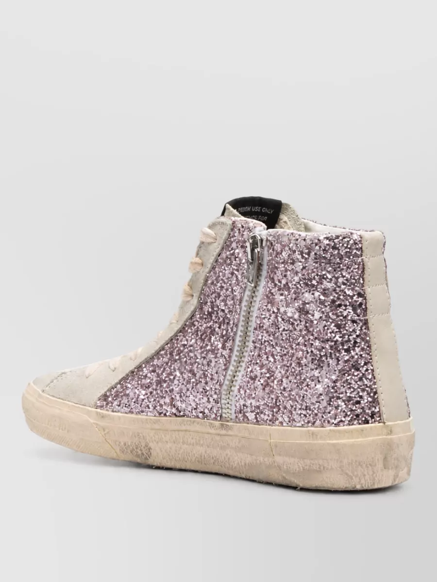 Golden Goose Leather Glitter High-Top Sneakers