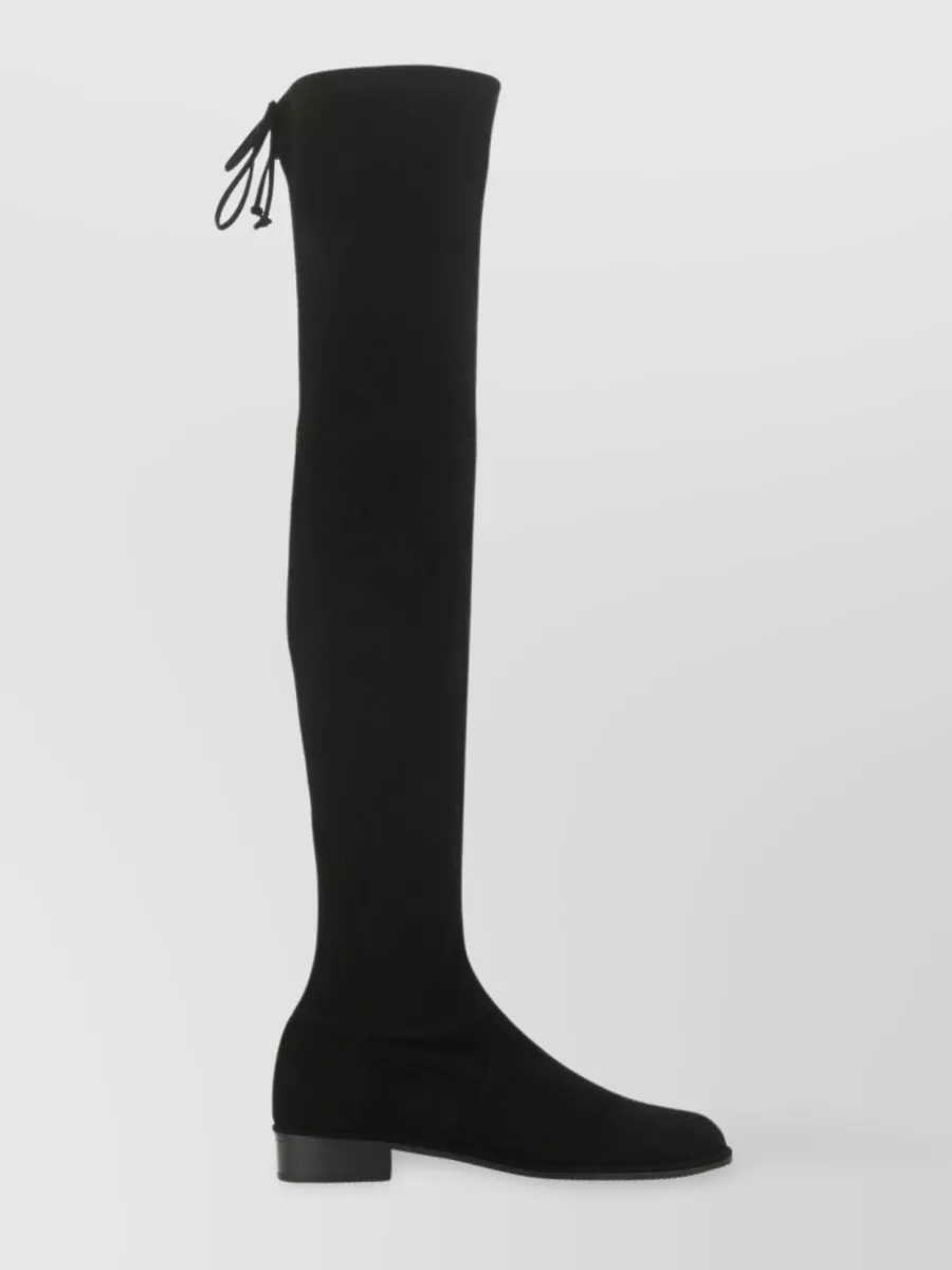 Shop Stuart Weitzman Tall Suede Boots With Almond Toe In Black