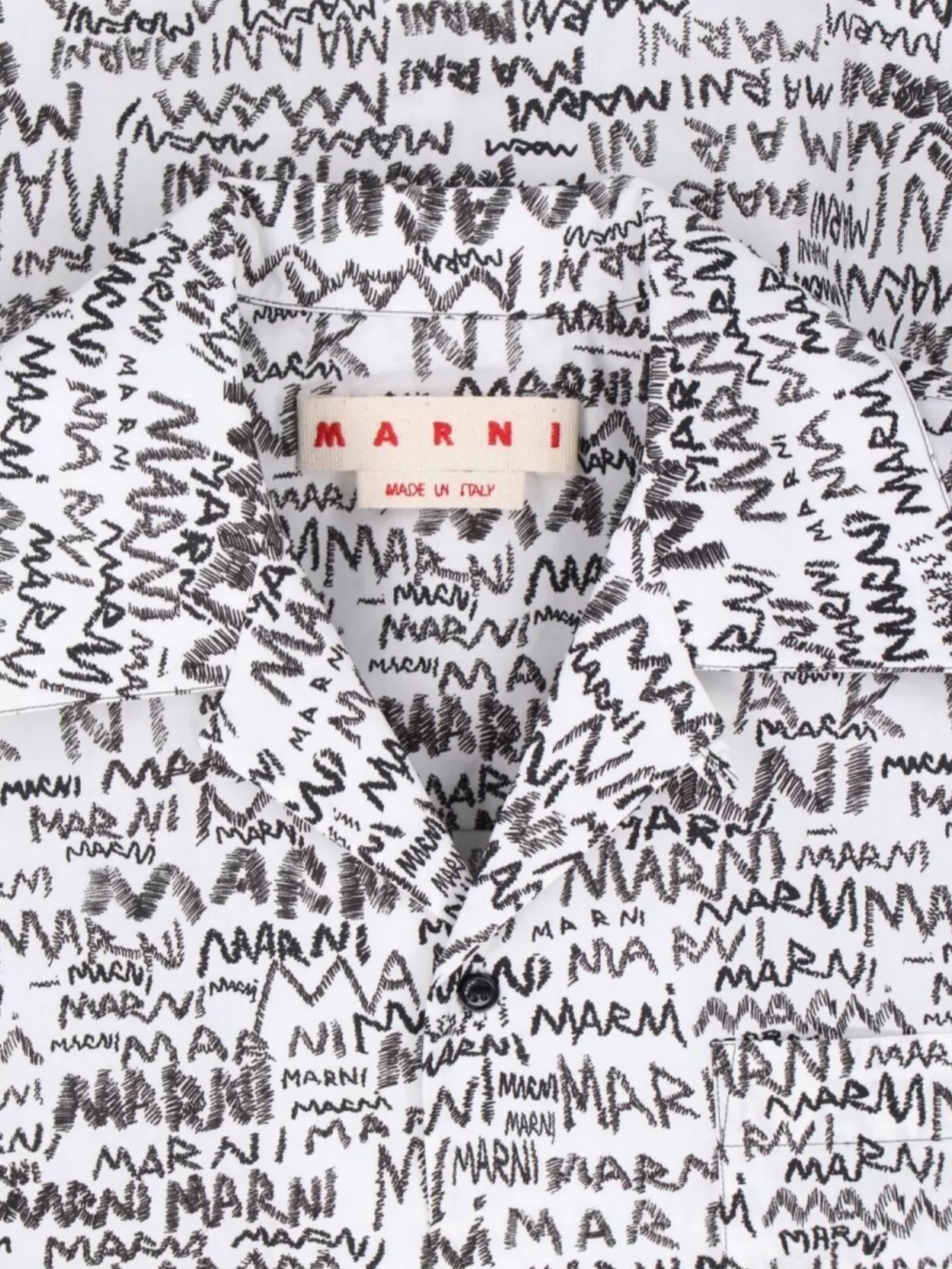 Marni Printed Collar Pocket Short Sleeve Shirt In Grey