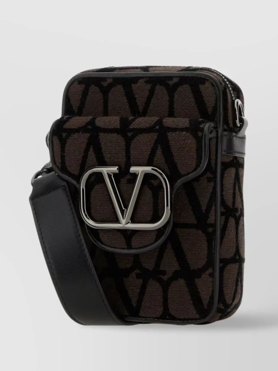 Shop Valentino Mini Locò Crossbody Bag With Iconographe Canvas In Black