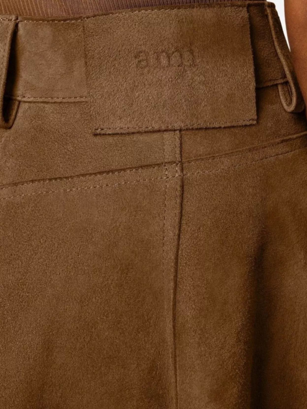 Ami Paris A-Line Midi Suede Skirt With Side Pockets