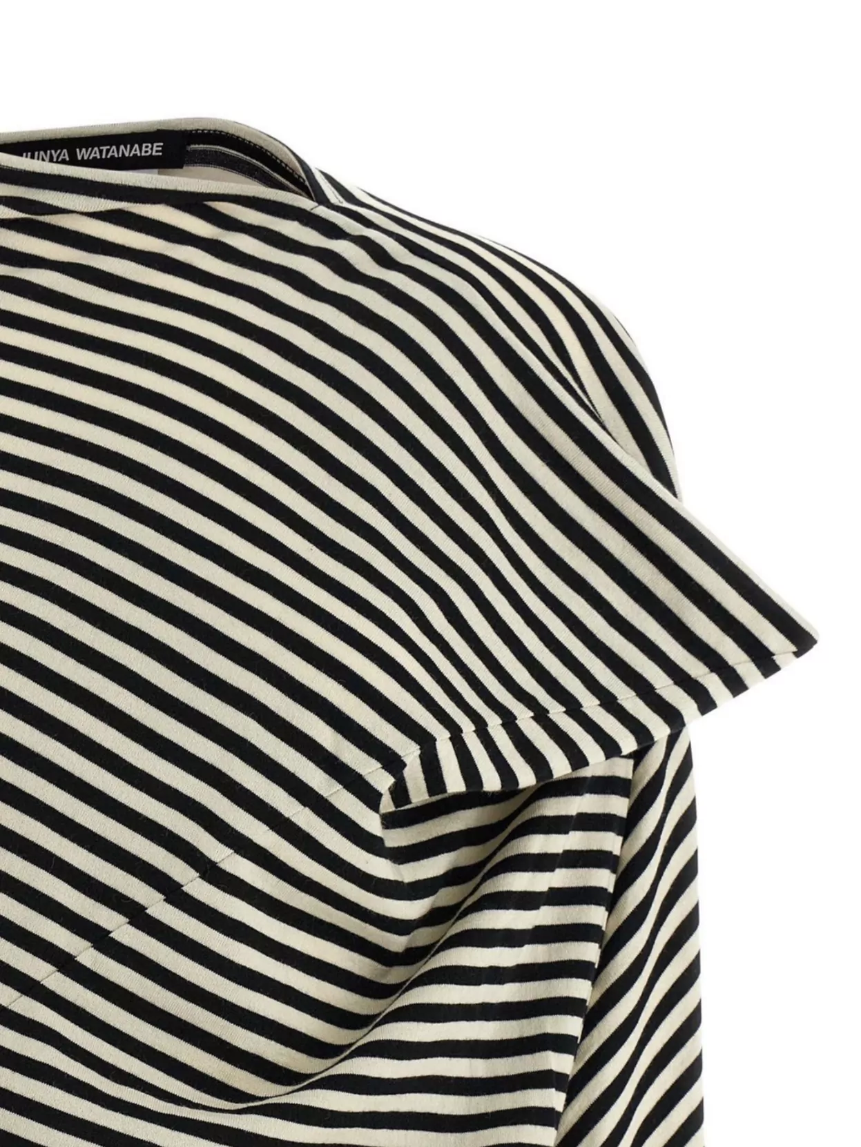 Junya Watanabe Asymmetric Striped Long Sleeve Cropped Sweater