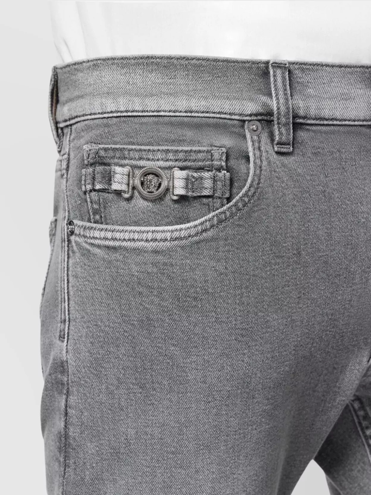 Versace Black Wash Denim Trousers Stone Wash