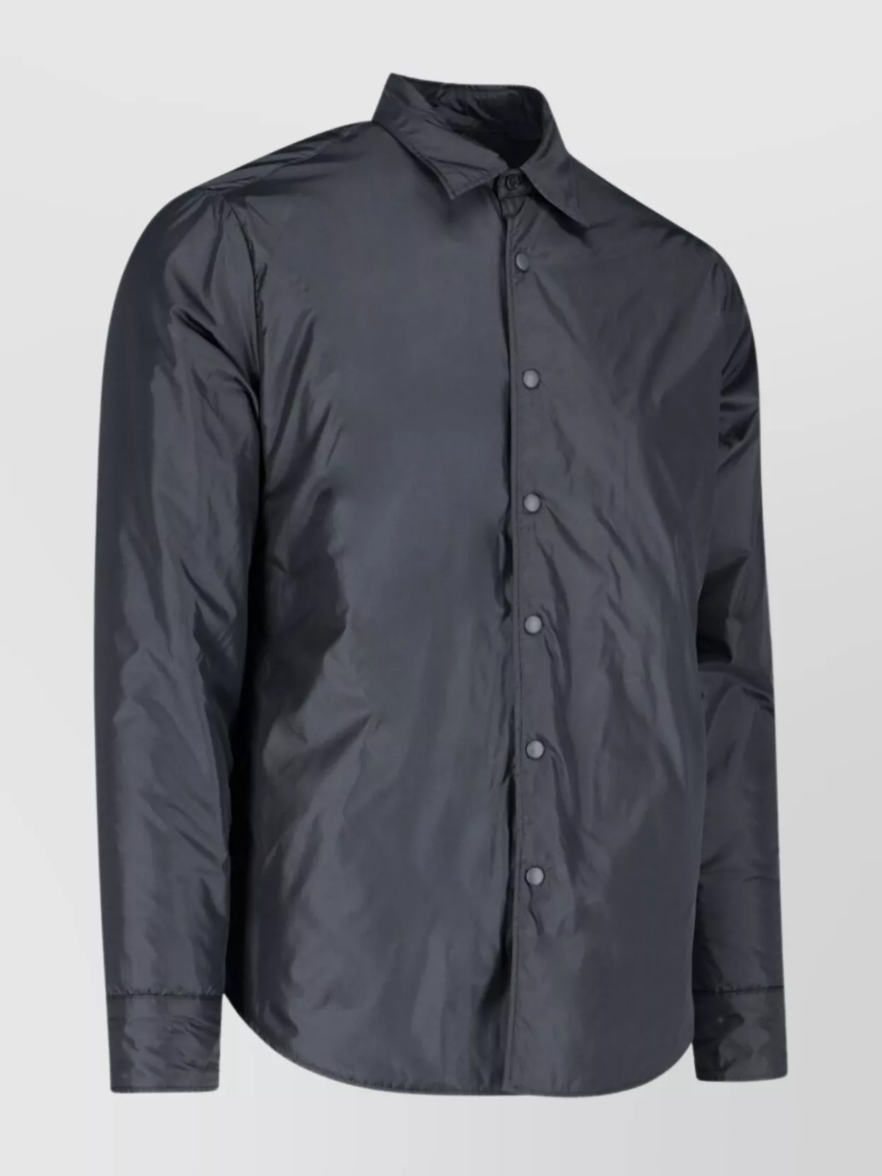 Aspesi Round Hem Nylon Taffeta Water-repellent Shirt In Blue