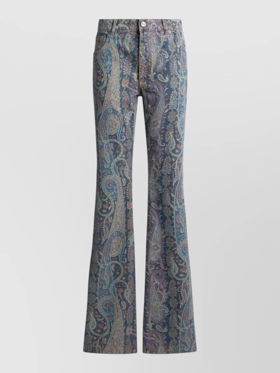 Etro Paisley Floral-Print Flared Jeans