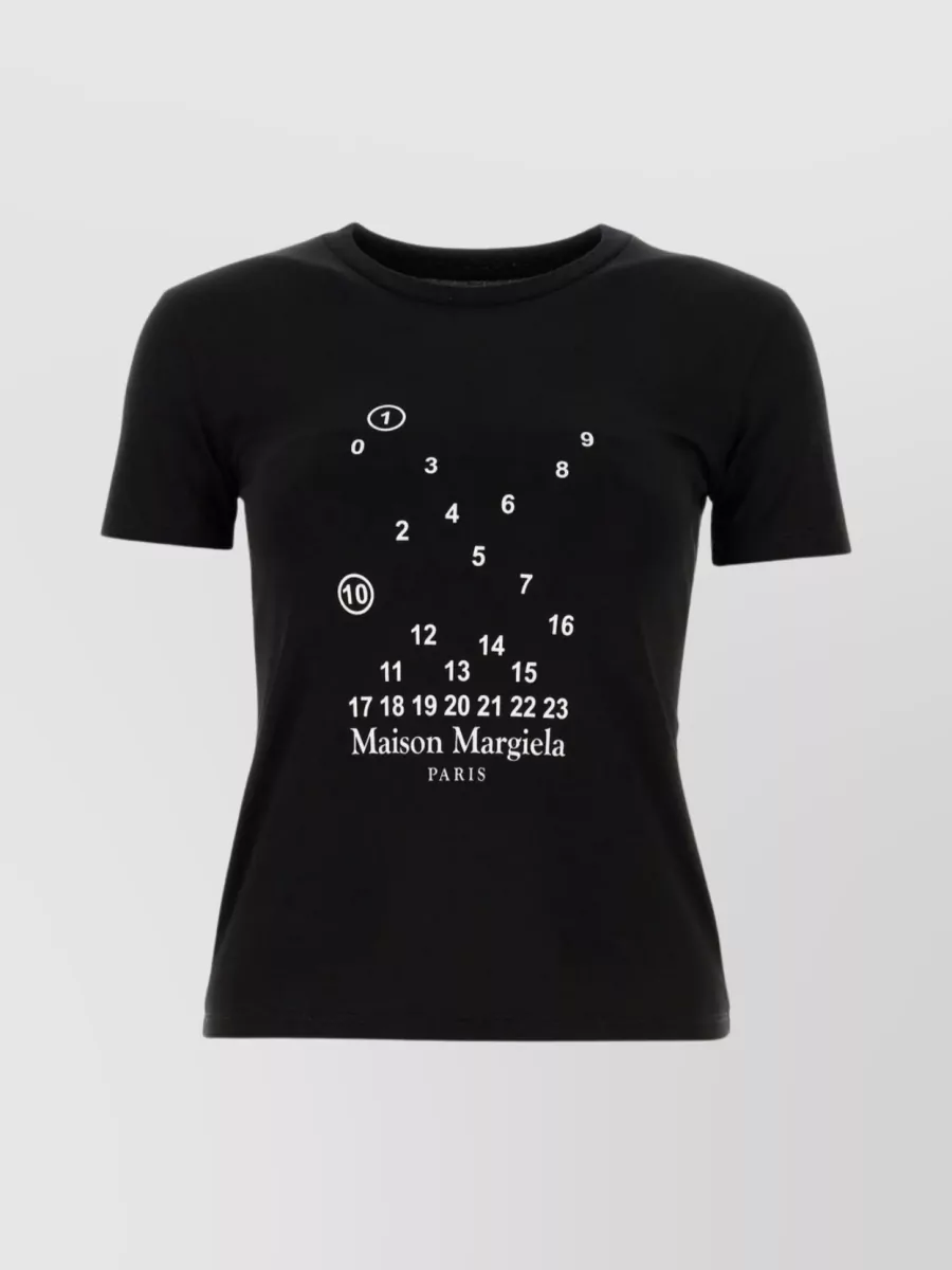 Shop Maison Margiela Crew-neck Logo T-shirt With Iconic Stitchings In Black